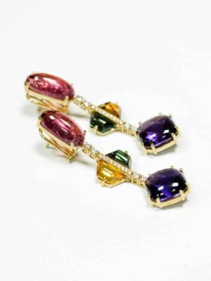 Goldplated Crystal Flower Leverback Earrings